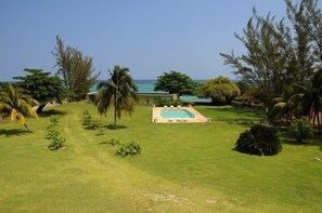 Outdoor pool, sun loungers