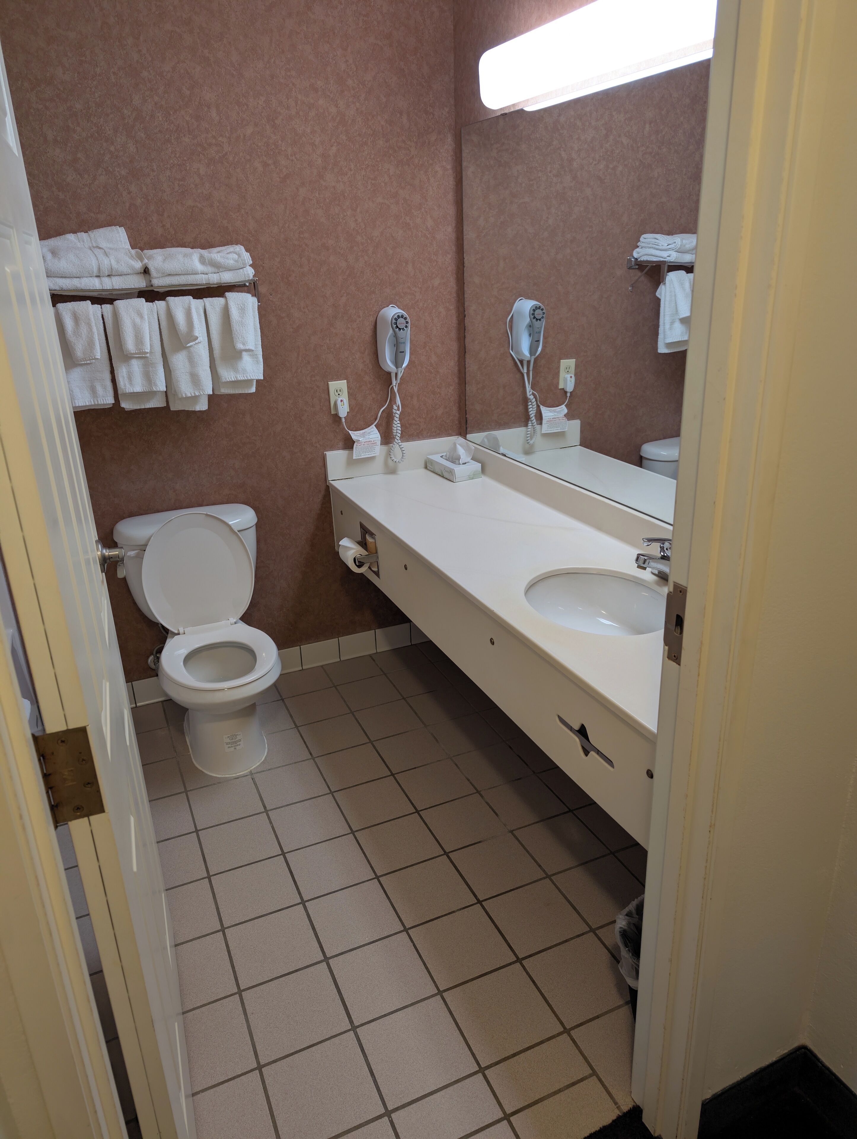 A bathroom with a toilet, sink, and towel rack.