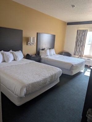 Room, 2 Queen Bed, Pet Friendly | Desk, iron/ironing board, bed sheets - Chisholm Inn & Suites (Chisholm)