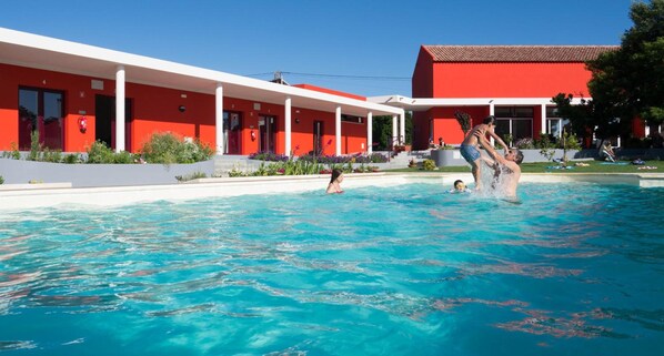 Outdoor pool, pool loungers