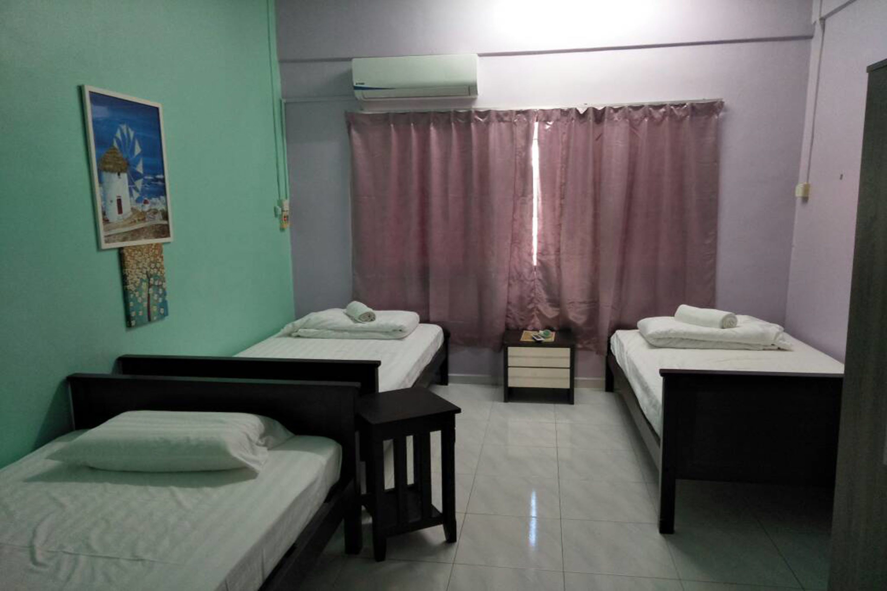 Blackout curtains, iron/ironing board, rollaway beds, free WiFi