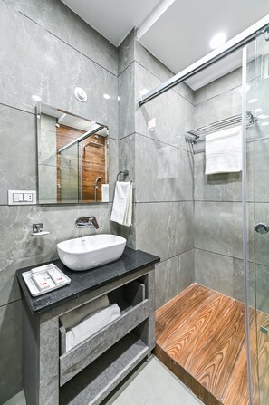 Chambre Double | Salle de bain | Douche, serviettes fournies