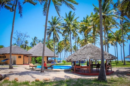 Outdoor pool, sun loungers
