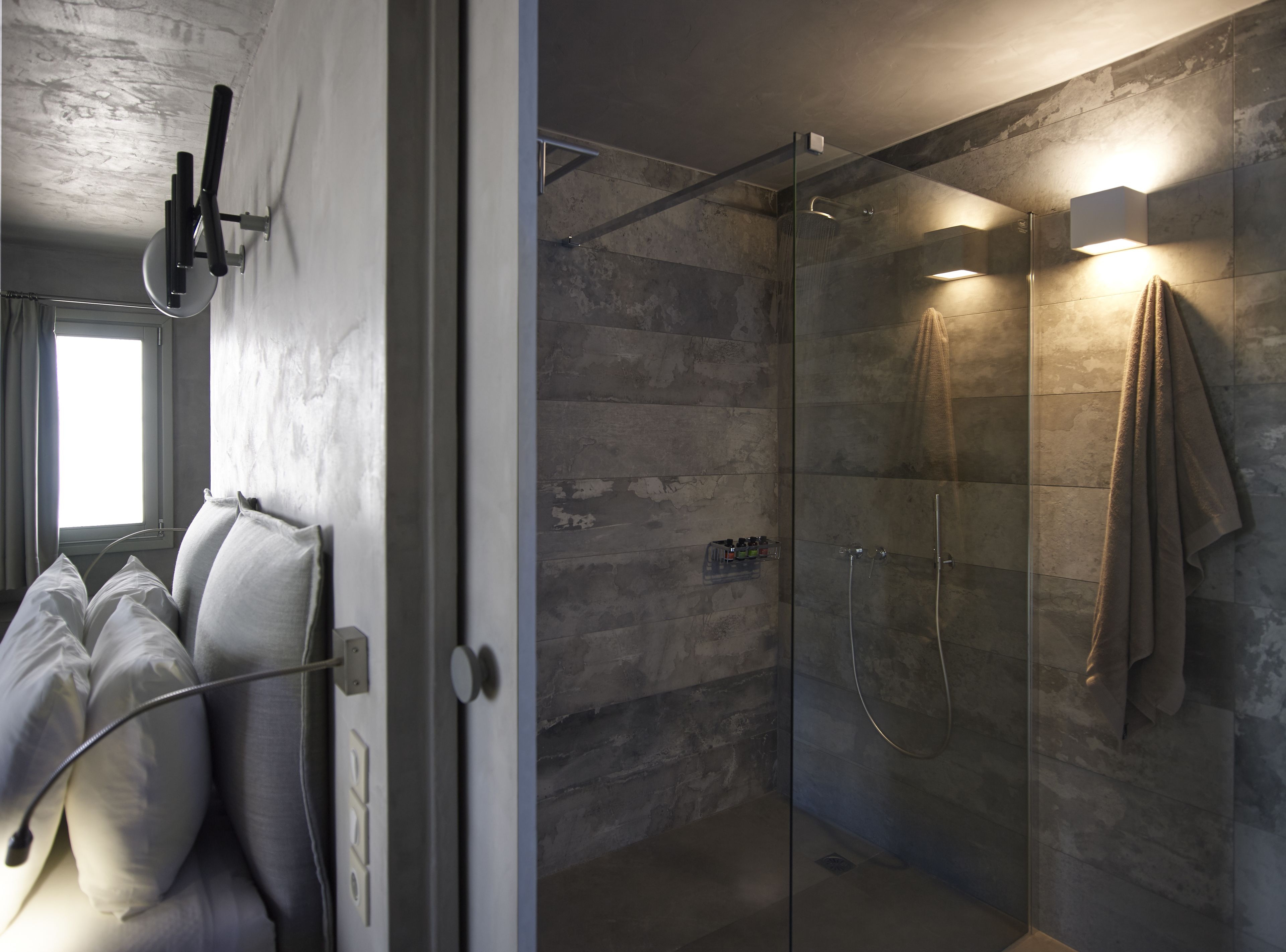 one bedroom studio sea view no 9 | bathroom | shower, designer toiletries, hair dryer, slippers