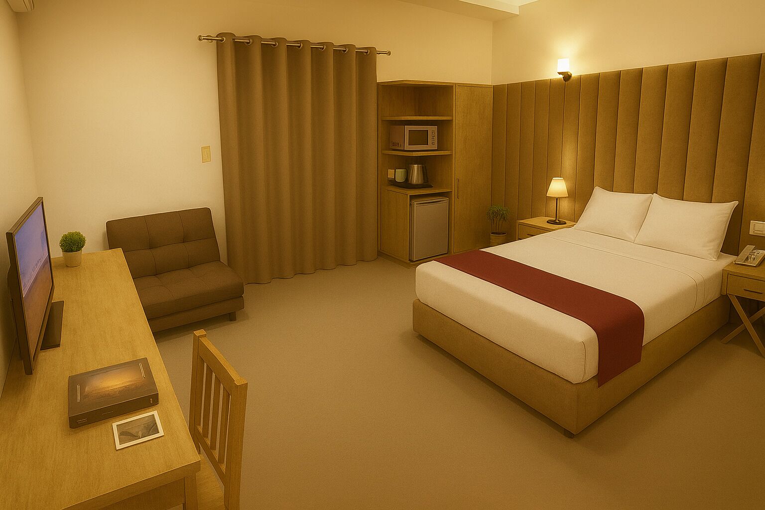 1 bedroom, Egyptian cotton sheets, premium bedding, down comforters