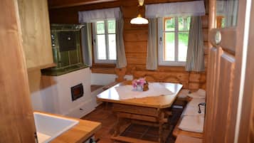 Cottage, 3 Bedrooms, Kitchenette, Garden View (Roubenka) | Private kitchen | Fridge, microwave, stovetop, electric kettle