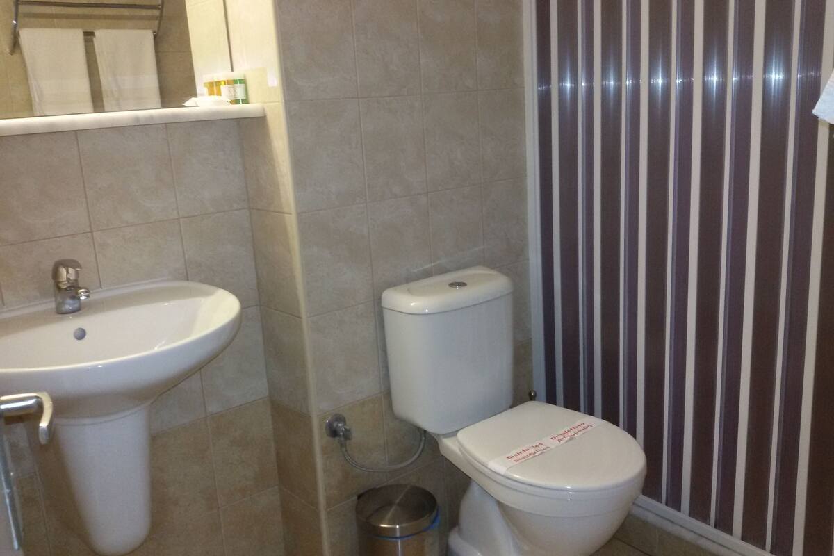 free toiletries, hair dryer, towels