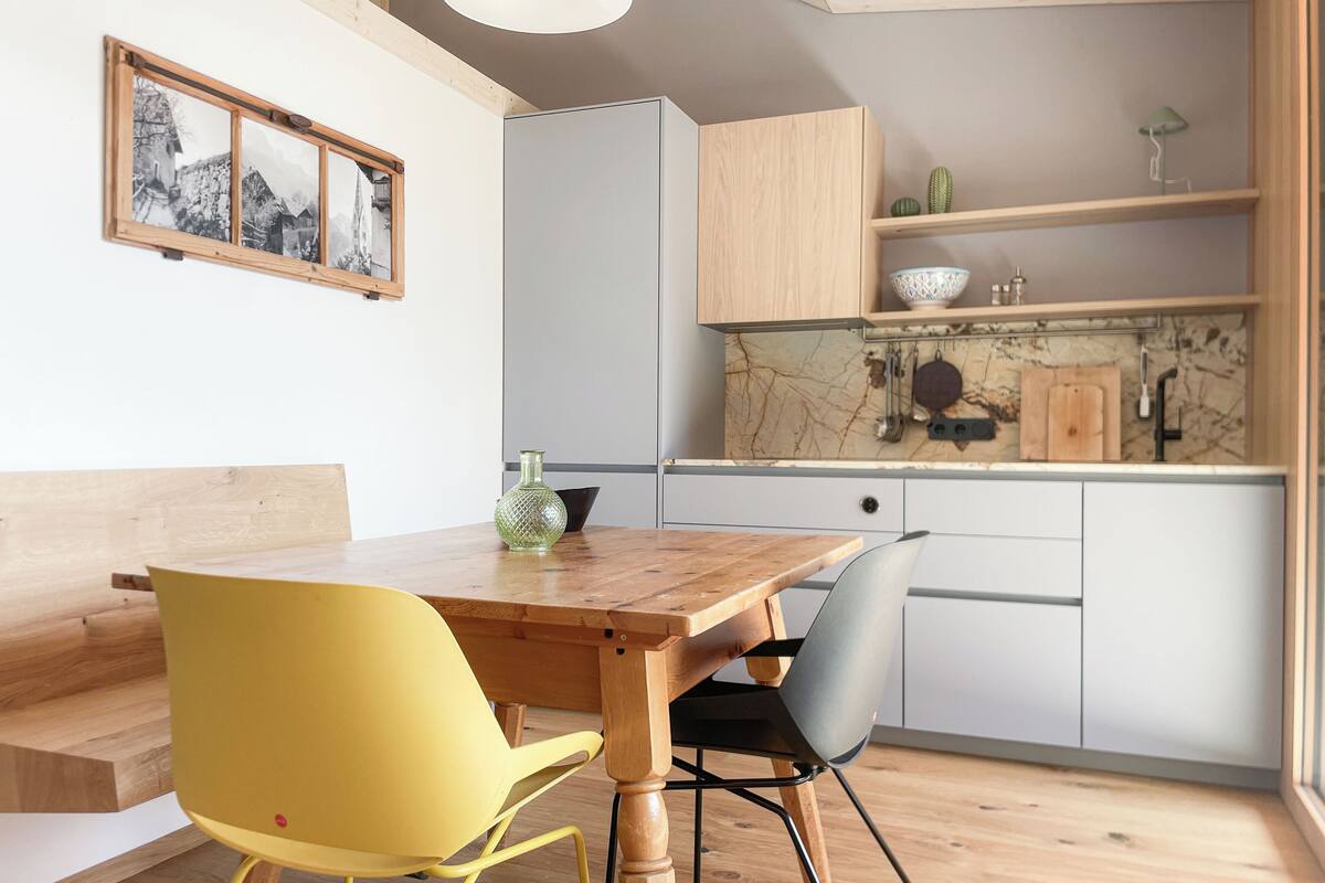Design Condo, 1 Bedroom | Private kitchen | Full-sized fridge, dishwasher, high chair