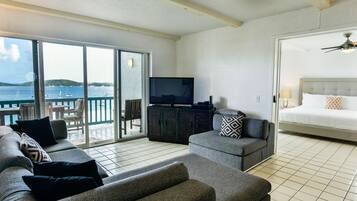Premium Condo, 3 Bedrooms, Balcony, Beachfront | Living room | Flat-screen TV, DVD player, iPod dock