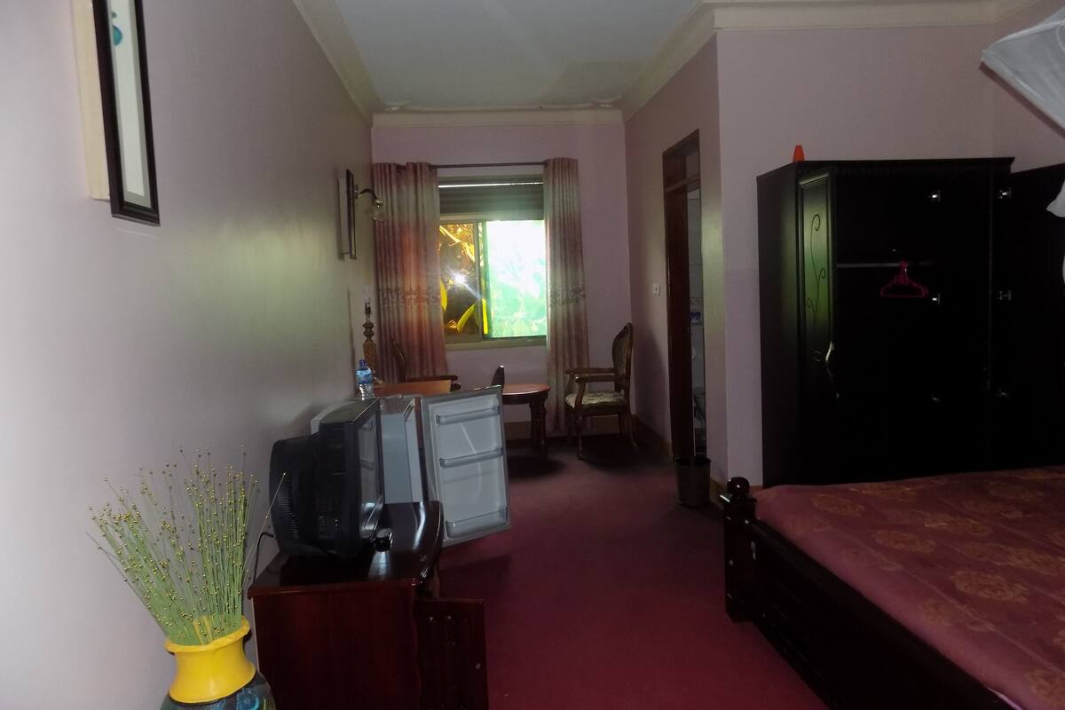 deluxe double room | living area | tv