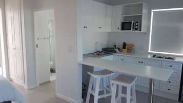 Classic Studio, 1 Bedroom, Terrace, Garden Area | Private kitchen | Full-size fridge, microwave, stovetop, electric kettle