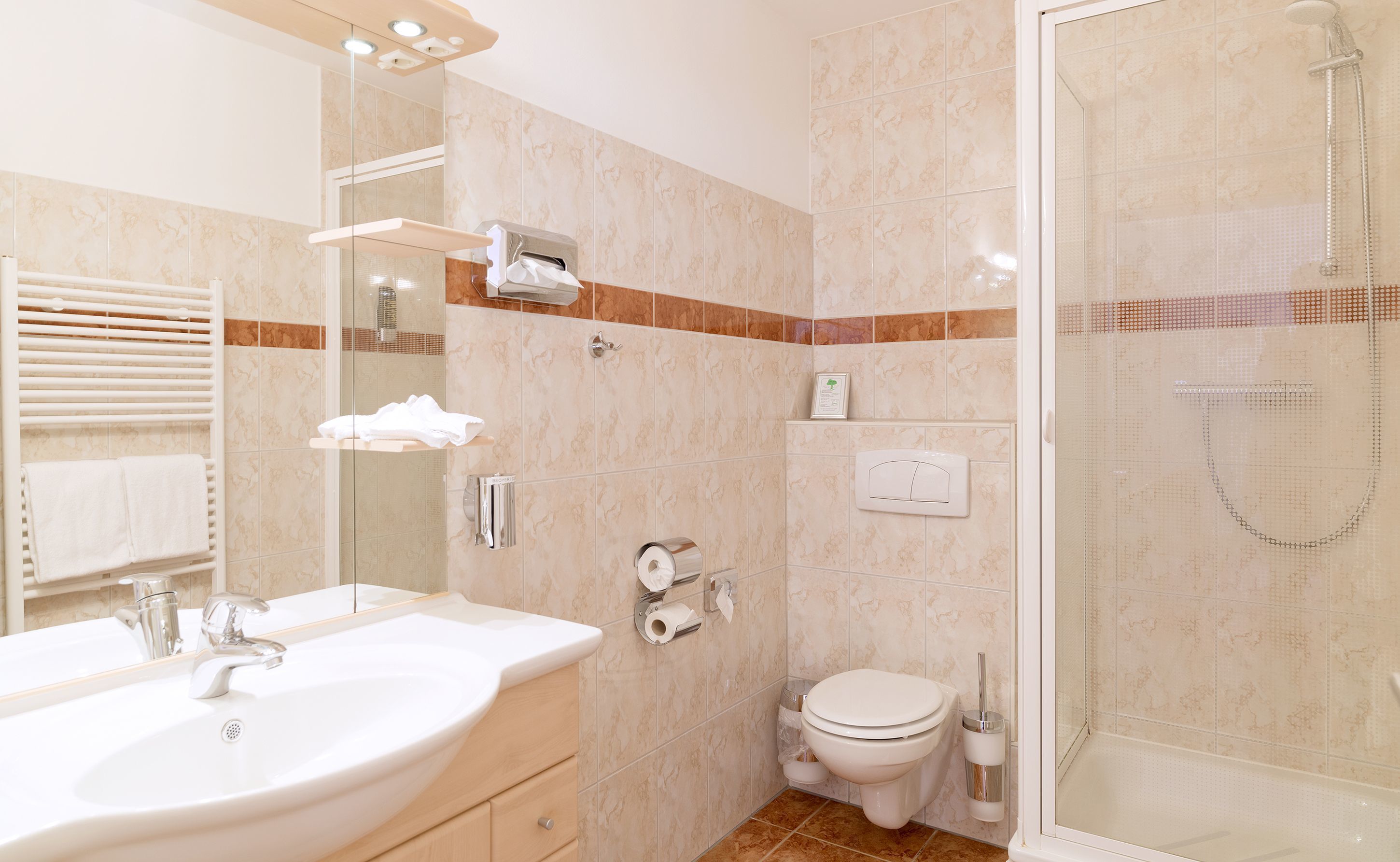 shower, free toiletries, hair dryer, bathrobes