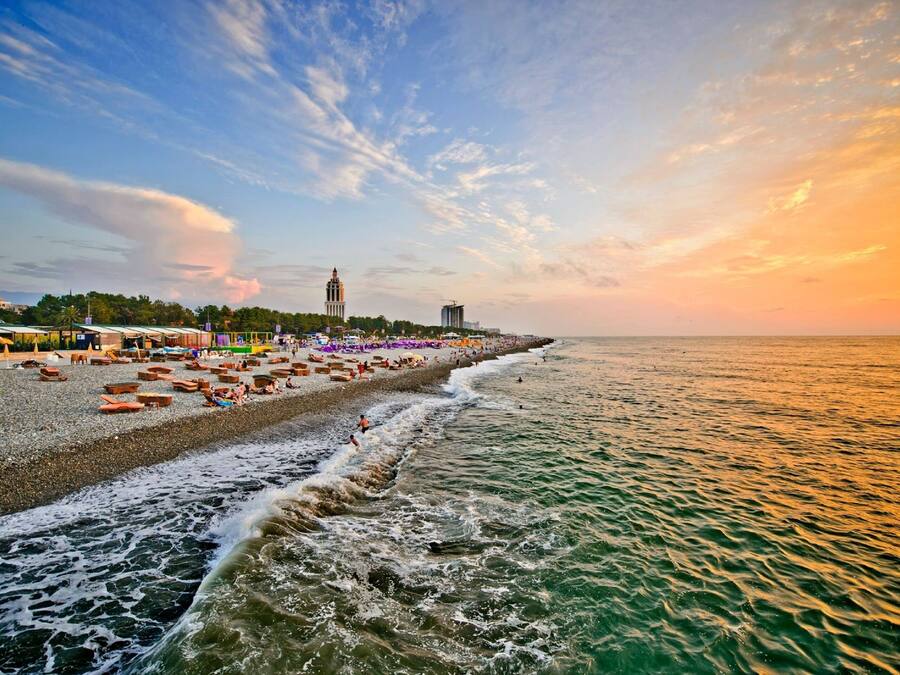 On the beach, white sand