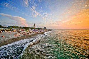 En la playa, arena blanca