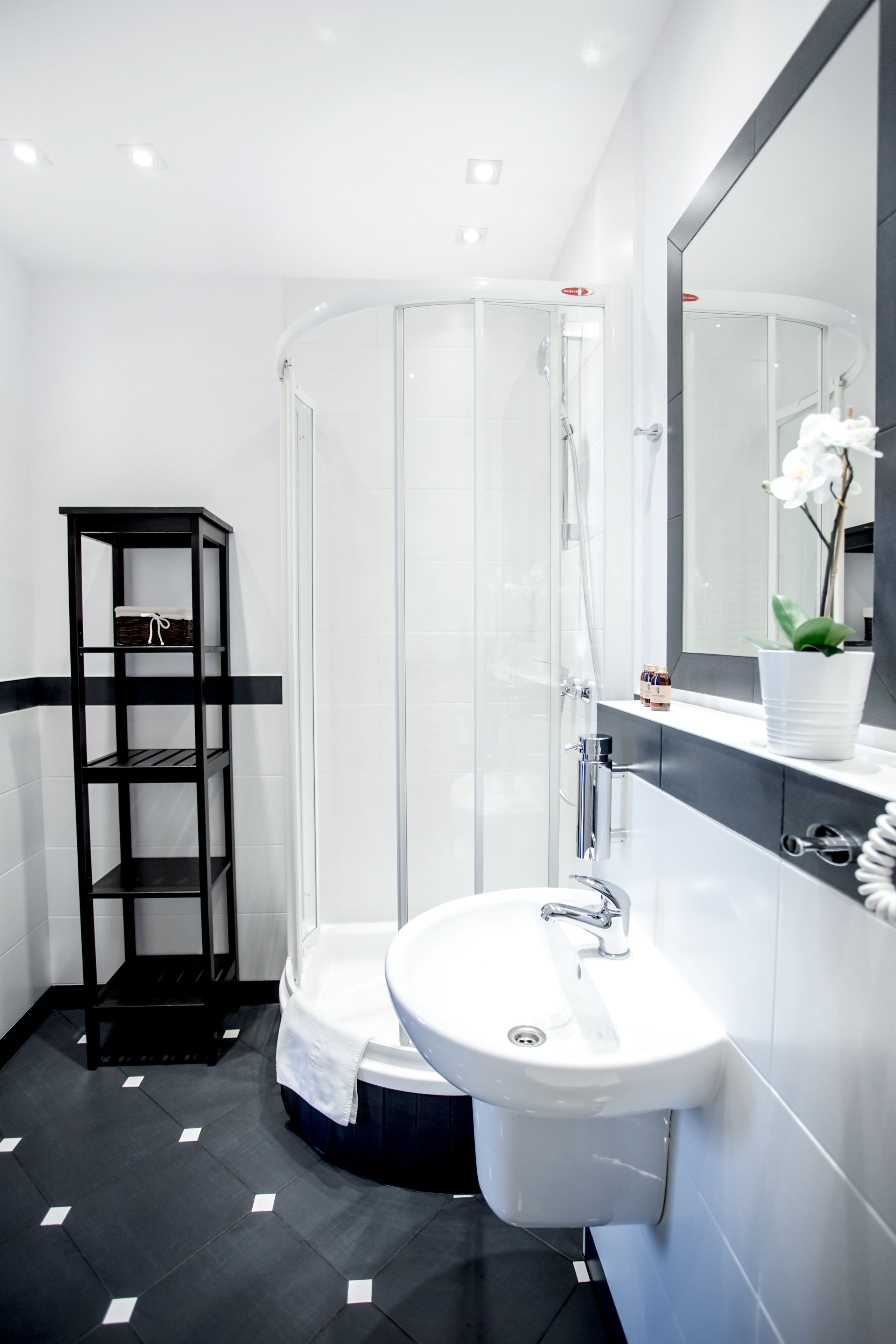 exclusive studio suite, kitchenette, courtyard view (d1) | bathroom | shower, free toiletries, hair dryer, towels