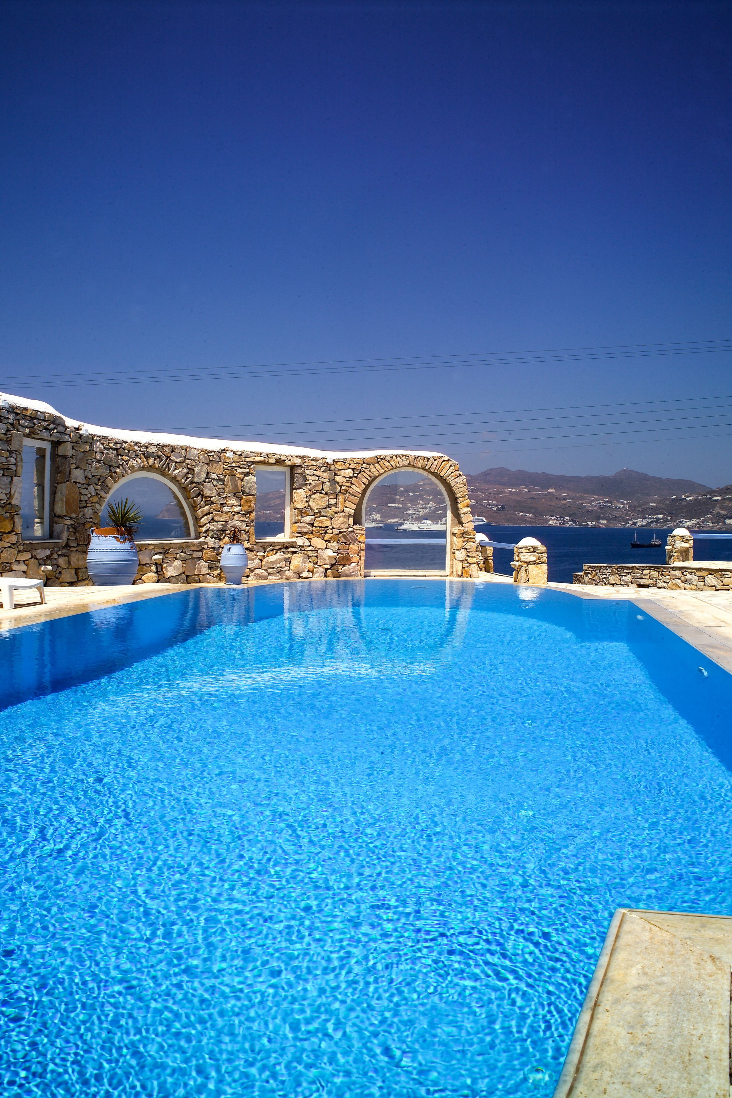 Outdoor pool, pool loungers