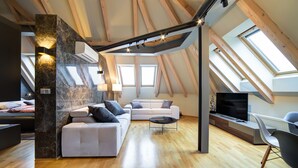 Appartamento Design, 1 camera da letto, vista città (Marble) | Area soggiorno