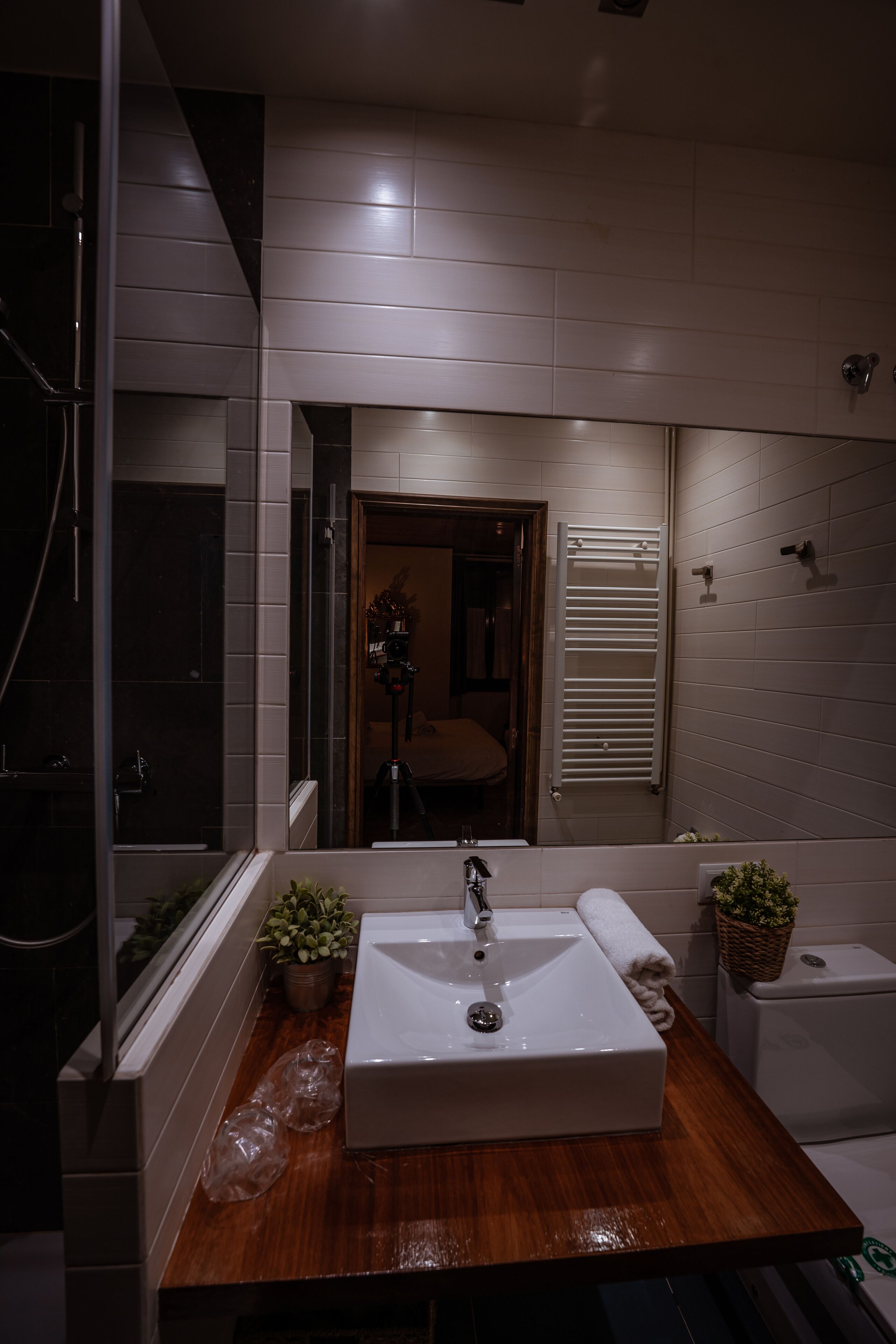 deluxe double room (with an extra bed) | bathroom | shower, hair dryer, towels