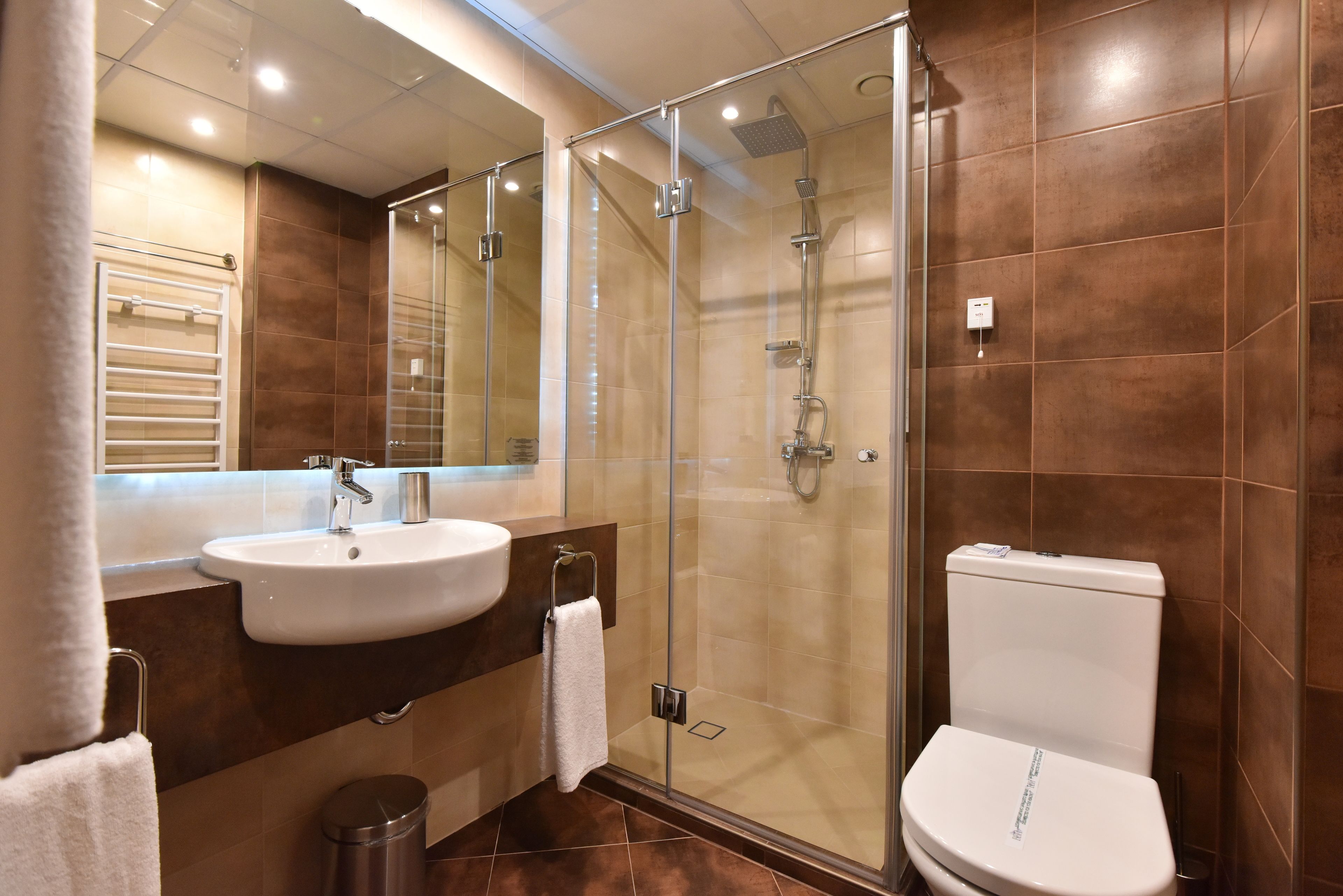 classic double room | bathroom | shower, free toiletries, hair dryer, slippers