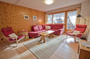 Apartment, 3 Bedrooms (Breithorn) | Living area | Flat-screen TV