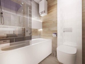 Comfort Apartment, 2 Bedrooms, Hill View, Slope side | Bathroom | Combined shower/bathtub, hair dryer, towels - Go2Krynica - Gawra (Krynica-Zdroj)