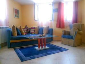 Flat-screen TV, fireplace, DVD player