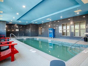 Indoor pool, open 7:00 AM to 10:00 PM, sun loungers