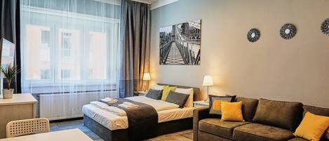 Appartement | Een bureau, een strijkplank/strijkijzer, gratis wifi, beddengoed