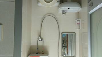 Shower, free toiletries, hair dryer, slippers