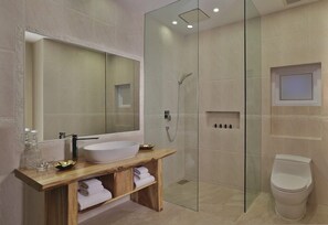 Villa, Private Pool, Beachfront | Bathroom | Shower, rainfall showerhead, free toiletries, hair dryer - The Privilege Hotel Ezra Beach Villas (Koh Samui)