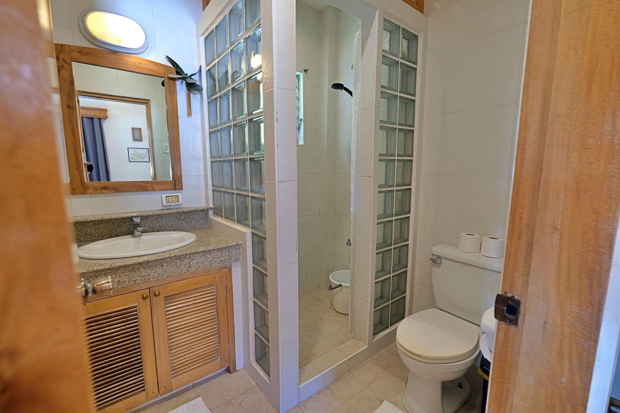 classic quadruple room | bathroom | shower, hair dryer, towels