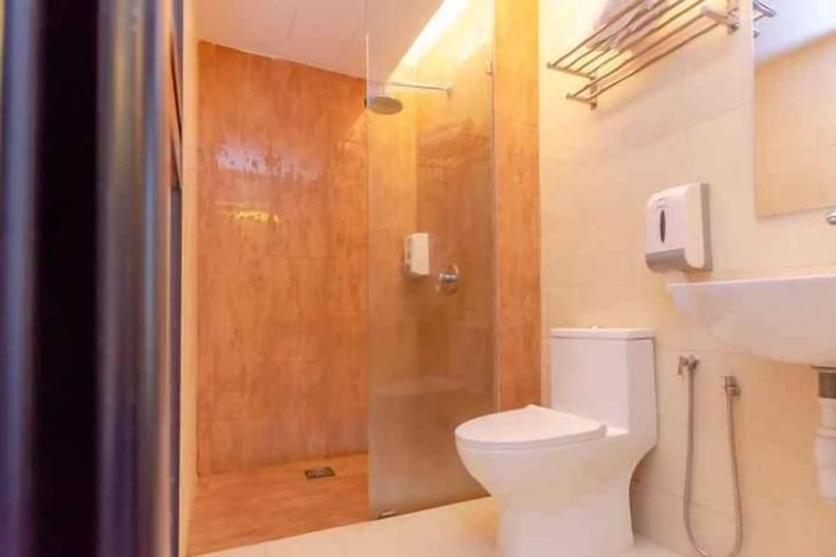 Shower, bidet, towels