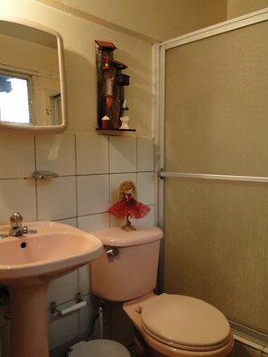 Ducha, toallas, shampoo