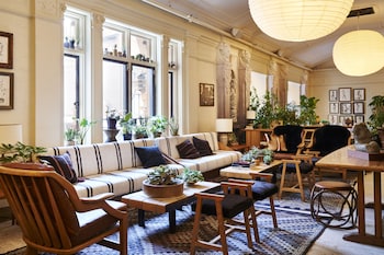 Sitting area in hotel lobby at Freehand New York