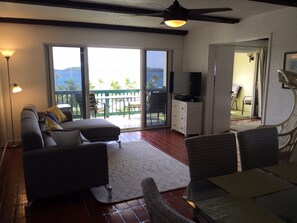 Premium Condo, 3 Bedrooms, Balcony, Beachfront | Living area | Flat-screen TV, DVD player, iPod dock - Isla Vista Condo (St. Thomas)