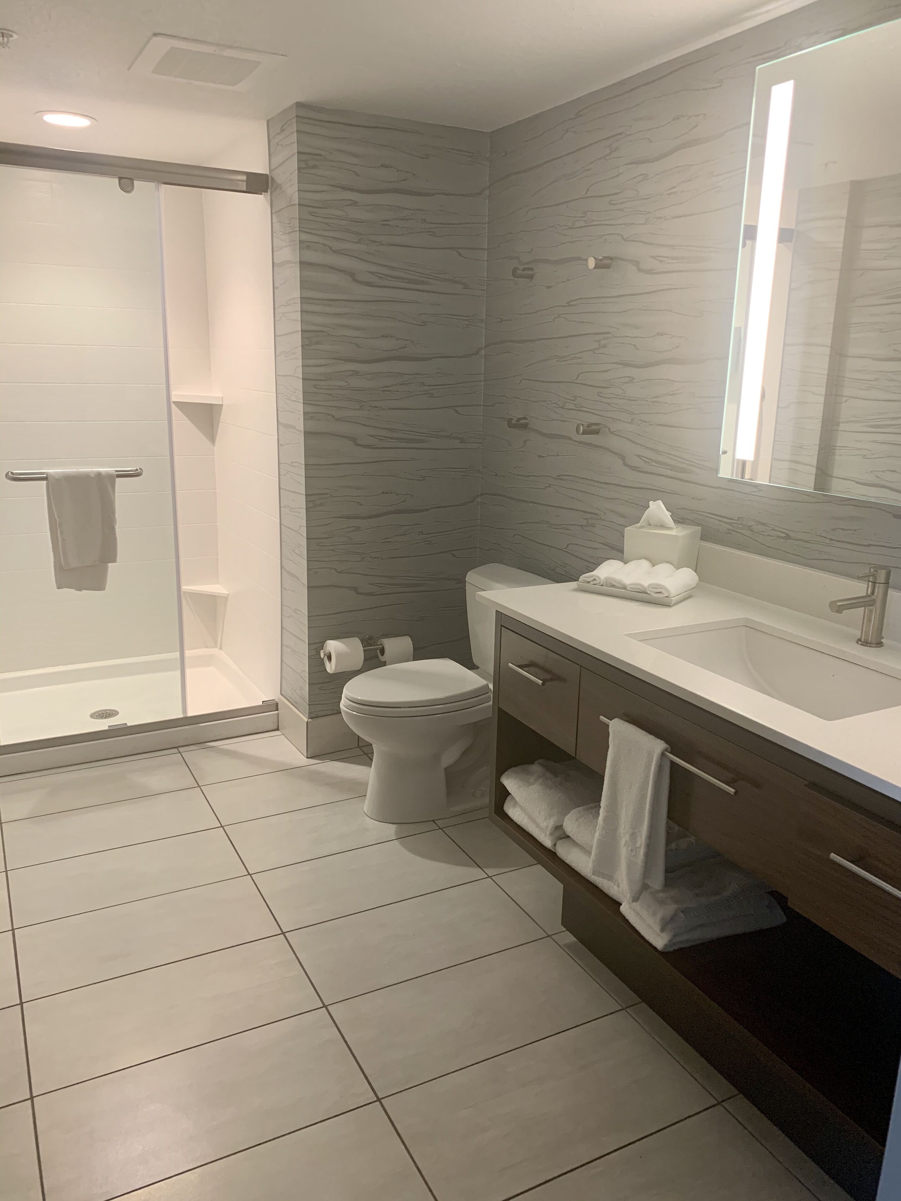 studio, 1 king bed, accessible (hearing) | bathroom | free toiletries, hair dryer, towels