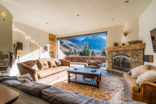 Smart TV, fireplace, DVD player, music library