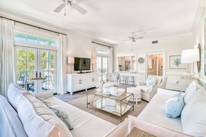 TV - Perfect Location! Elegant WaterColor Condo with Balcony, 2 Bikes & Beach Club Access! (Santa Rosa Beach)