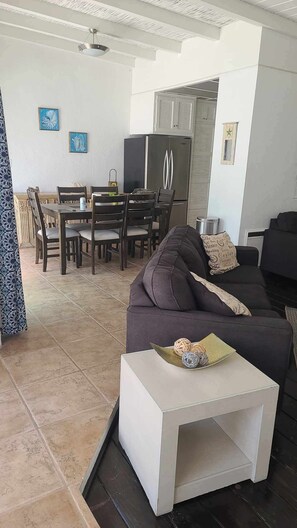 Smart TV, fireplace, music library, video library