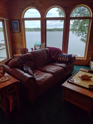 Smart TV, fireplace, DVD player, books