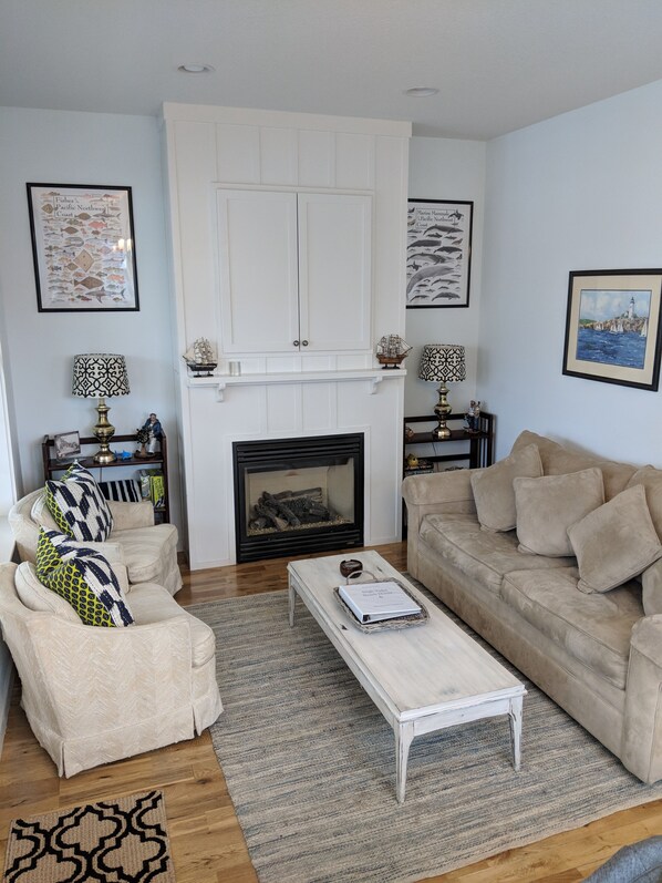 Téléviseur connecté, foyer, lecteur de DVD, livres