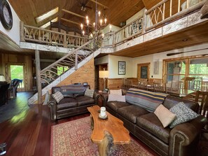 Smart TV, fireplace, video games, DVD player