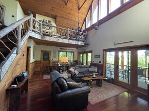 Smart TV, fireplace, video games, DVD player