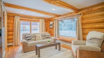 Una Smart TV, una chimenea, libros