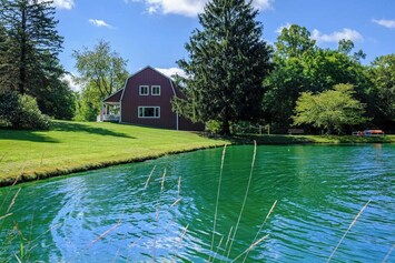 The Barn on Evergreen Pond- finished with the materials from the original barn erected on this spot in the 1840's. A natural canvas for a quiet getaway or a large gathering.