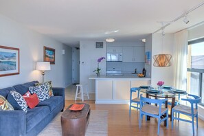 Smart TV, DVD player, books, video library