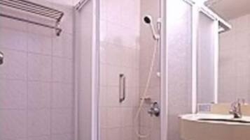 Shower, free toiletries, hair dryer, slippers