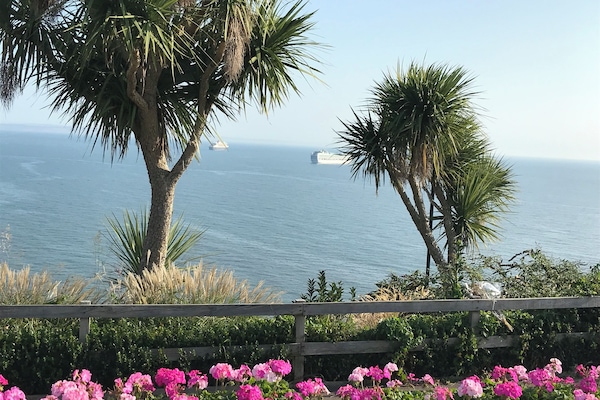 Cruise ships are anchored in Babbacombe Bay September 2020