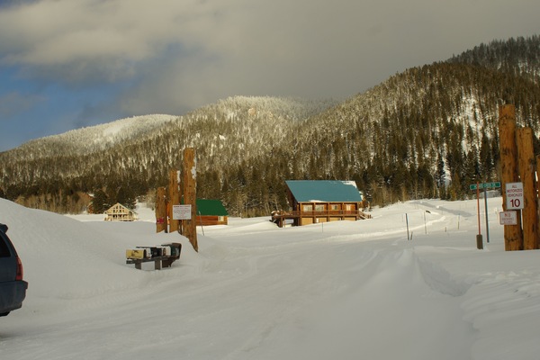 Bighorn Estates entrance off Hwy 20. Winter wonderland, Summer peace. Mile 203