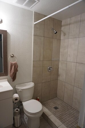 Ensemble douche/baignoire, sèche-cheveux, serviettes fournies